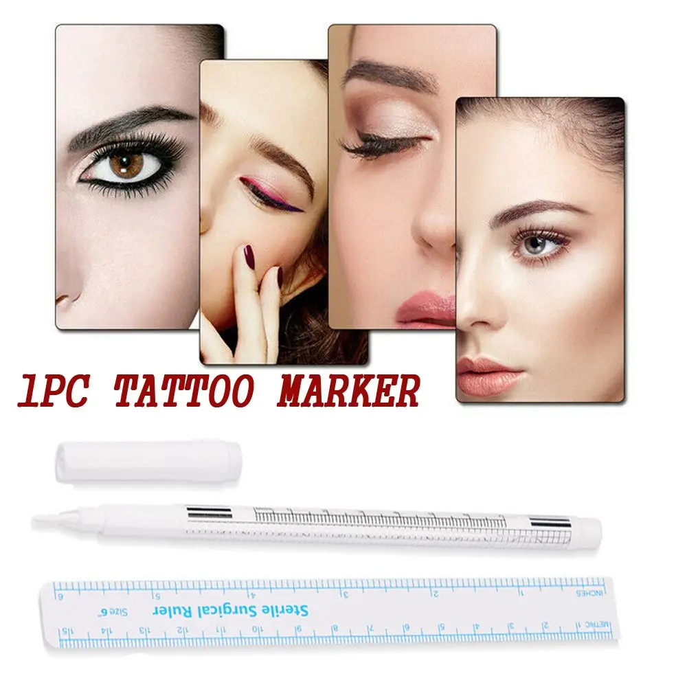 

1 Pcs/set White Cosmetic Tool With Measuring Ruler Microblading Tattoo Tool Marker Pen Positioning Pen Makeup Tool