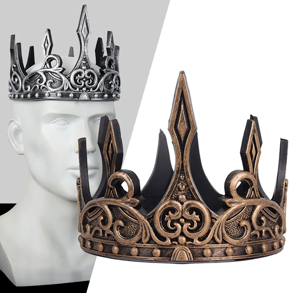 

Vintage King Crown Headpiece Cosplay Girls Boys Adult Medieval King Headwear Halloween Carnival Party Headdress Costume Props