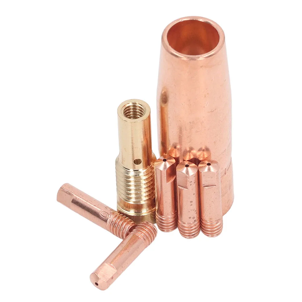 7個/セット MIG溶接ノズル フラックスコア ガスレス 0.6mm 0.8mm 0.9mm 1.0mm 1.2mm 真鍮ノズルチップキット MIG溶接トーチ用