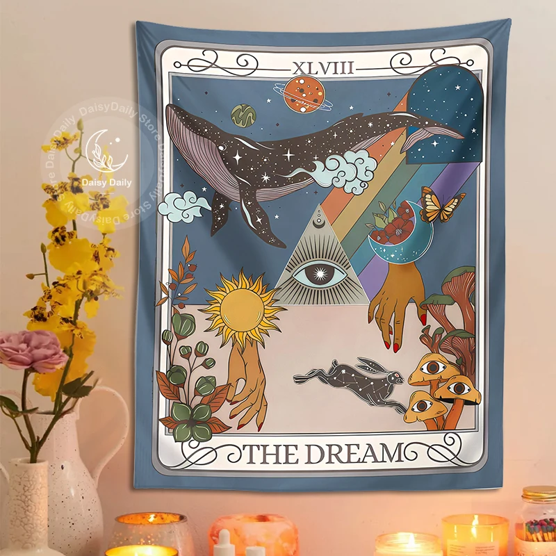 The Dream Tarot Tapestry Wall Hanging Trippy Mystical Witchy Magical Dreamscape Tarot Lover Aesthetic Hippie Dorm Art Home Decor