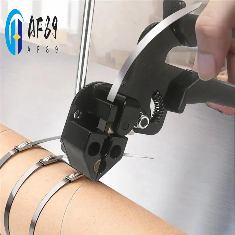 

AF89-100Pcs Multi-Purpose Locking Cable Metal Tie Automatic Tension Cable Tie Plier Bundle Tool