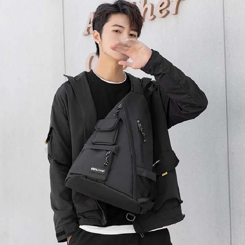 Fashion Men's Business Crossbody Bags Multiple Pockets Black Shopping Chest Pack High Quality Oxford Travel Storage Shoulder Bag