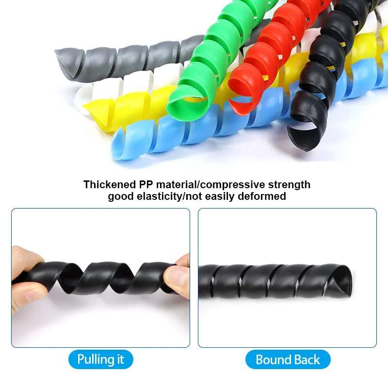 3/5/10m Spiral Winding Tube 8mm 10mm 12mm 14mm PP Plastic Flexible Cable Wrap Sleeve Cover Pipe Wire Protector Line Organizer
