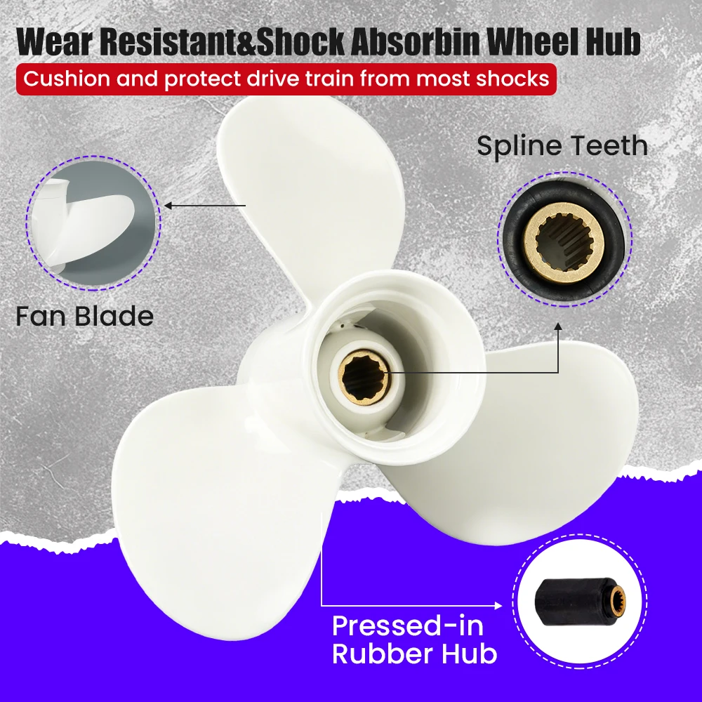 Boat Propeller 9 7/8x10 1/2 for Yamaha 20 25 30HP Outboard Engine Aluminum Alloy Screw 3 Blade 10 Spline 664-45945-00-EL