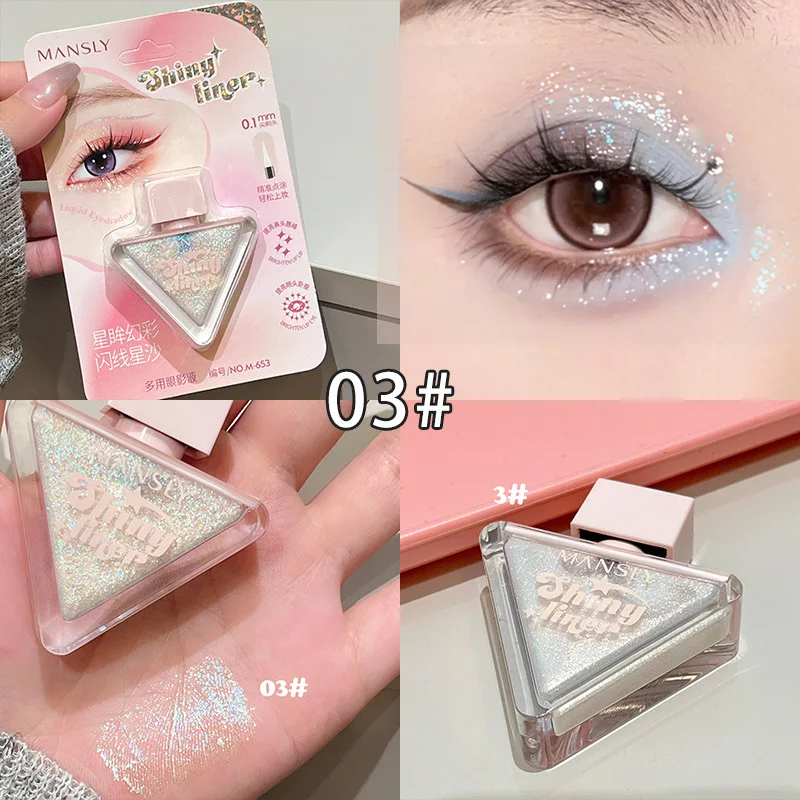 MANSLYLiquid Eyeshadow Streamer Star Eye Magic Bead Light Leicht zu färbender, wasserfester Make-up-Hochglanz-Schlafender-Seidenraupen-Lidschatten