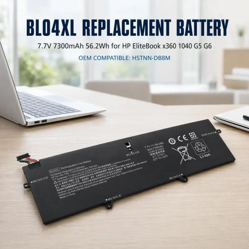 BL04XL 7.7V 7300mAh 56.2Wh Li-ion Replacement Laptop Battery HSTNN-DB8M for HP EliteBook x360 1040 G5 G6