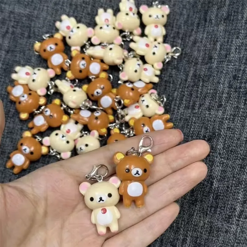2 قطعة Kawaii Rilakkuma Easy Bear Keyrings Lazybear دمية سلاسل المفاتيح حقيبة الملابس مجتذب الهاتف حبل كيرينغ قلادة أفضل صديق هدية