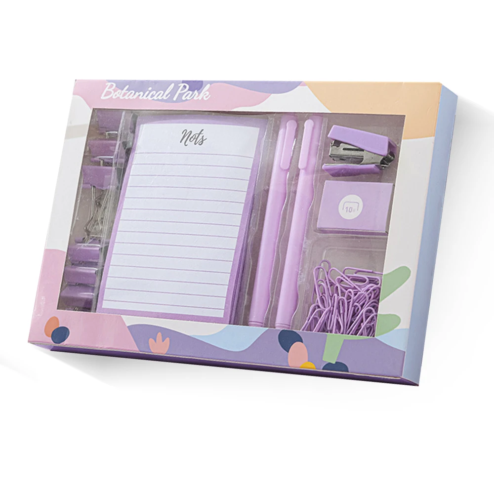 

Office Memo Note Pad Supplies with Long Tail Paper Clamp & Pens & Stapler with 400pcs & Paperclip for Women Students