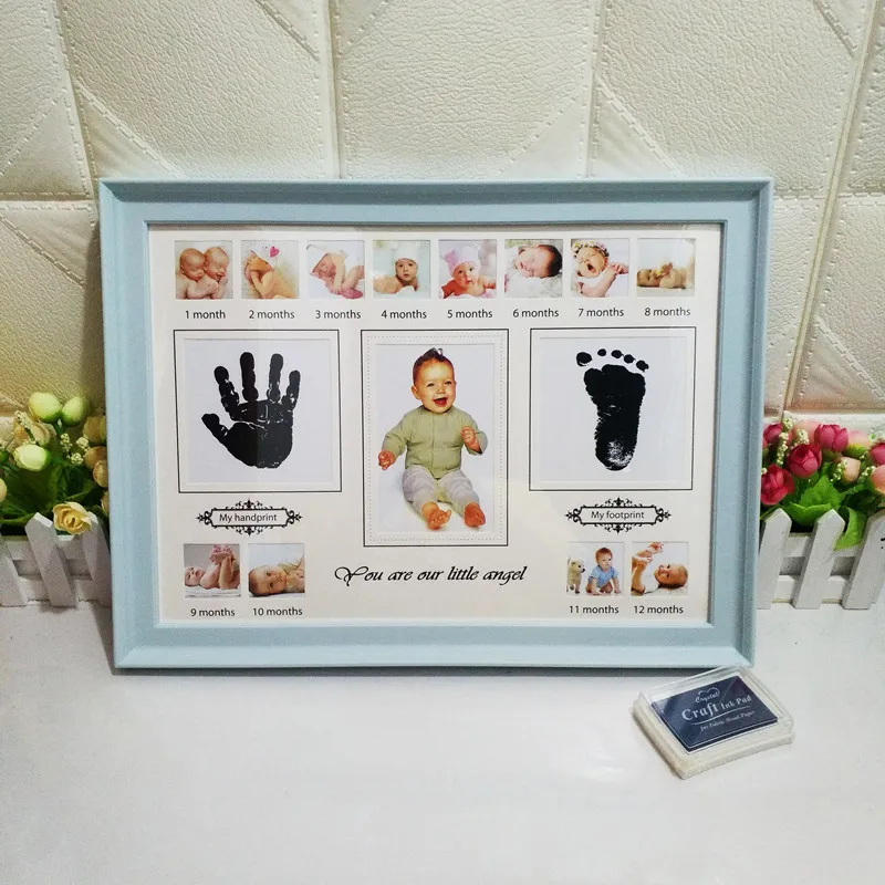 Creative DIY Baby Souvenirs Casting Photo Frame for Baby Handprint Footprint Kit Newborn Footprint Ink Pad Infant Photo Frame