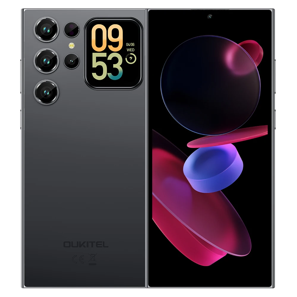 Смартфон OUKITEL C72 с двумя экранами: 6.88-дюймовый HD+ дисплей 90 Гц и 1.81-дюймовый умный дополнительный экран, камера 64 МП с ИИ, 16 ГБ ОЗУ, 128 ГБ ПЗУ, аккумулятор 5150 мАч, Android 16