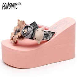 Newest Women Flip Flops Summer Casual Flowers Cartoon Flip Flops Women Slippers Sweet Beach Non-slip Thick Bottom Bohemia Shoes