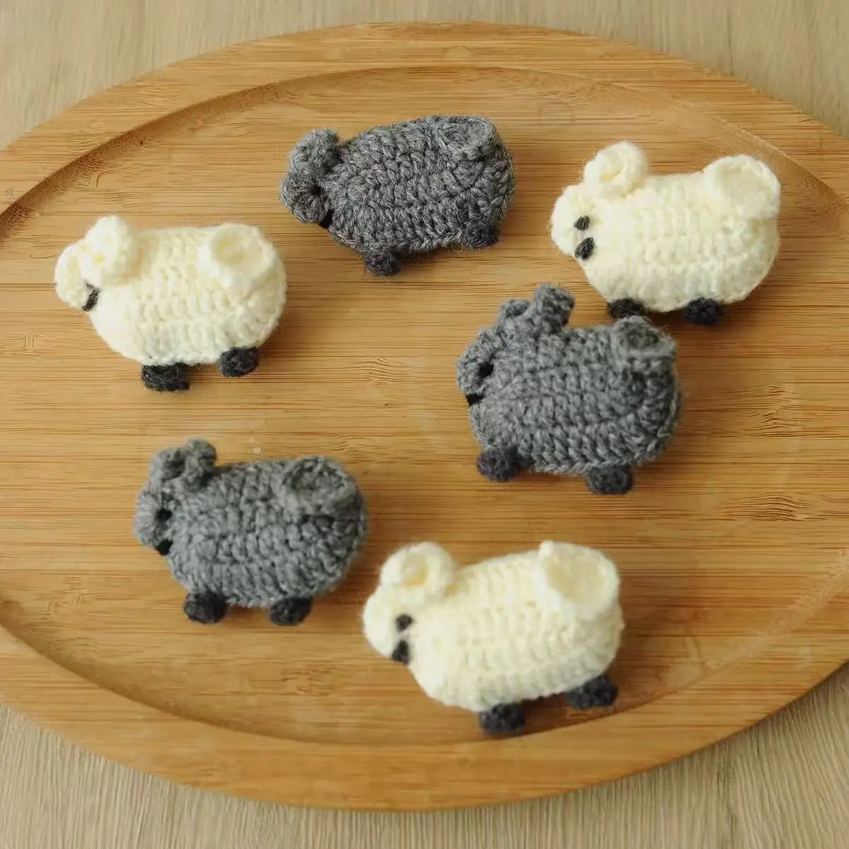New Product - Artistic White and Gray Hand-knitted Small Sheep Handcrafted Brooch Accessory Jewelry
