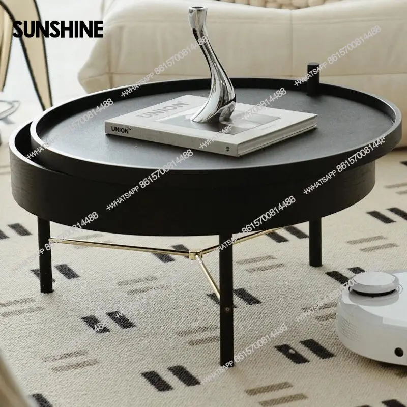 

Nordic light luxury desktop exquisite small round tea table multi-functional storage