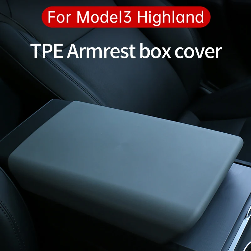 for Tesla Model 3 Highland 2024 TPE Soft Case Car Center Console Arm Rest Lid Auto Central Armrest Box Pad Cover Accessories