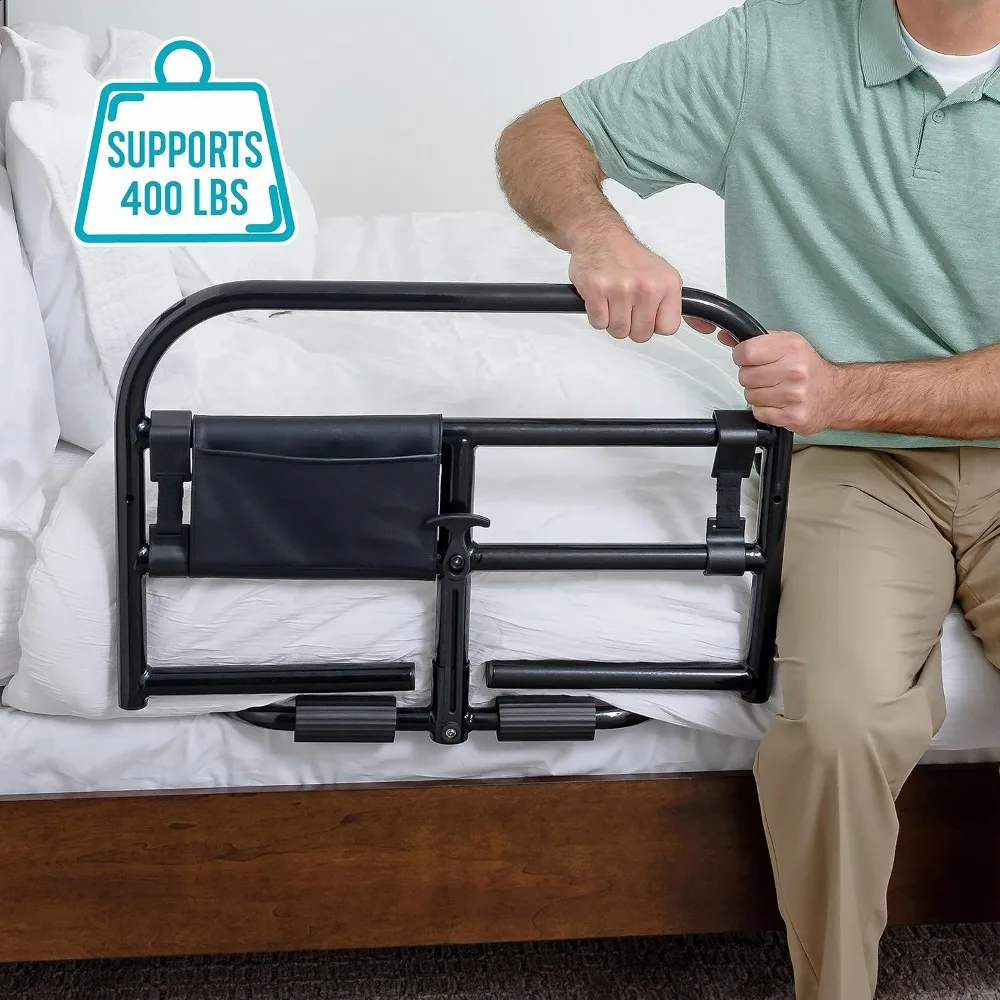 Safety Bed Rail, Bariatric Bed Bar Handle for Bed for Adults, Elderly, Fall Guard and Stand Assist, Under Mattress Bedside Rail