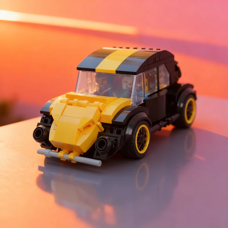

255 деталей MOC City Champions: Модель широкого кузова VW Beetle, конструктор, развивающая игрушка, идея для сборки, рождественский подарок, обучающие кирпичики