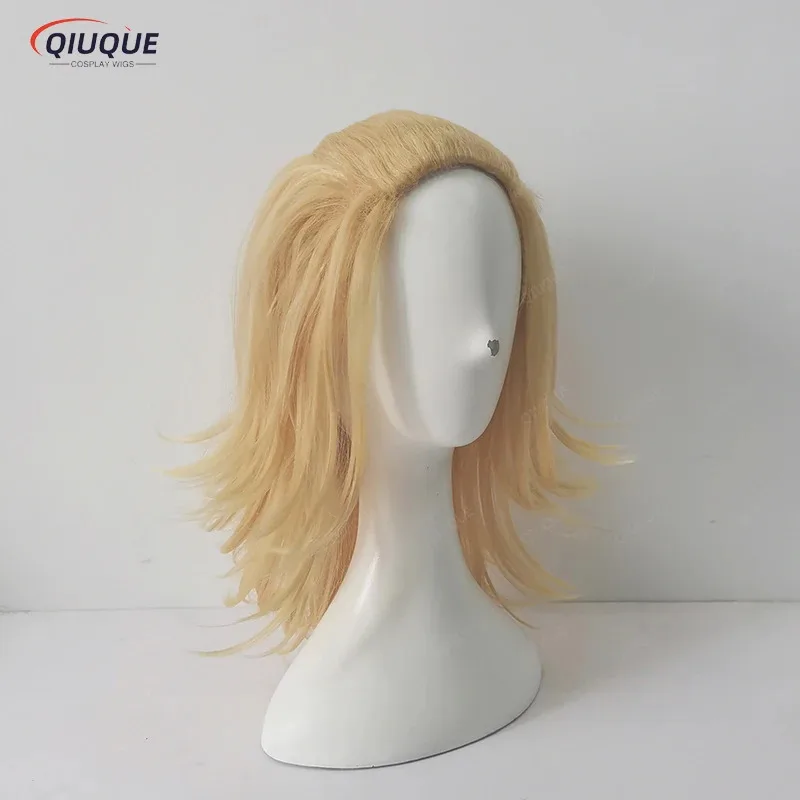 LQHigh Qualiy أنيمي سانو مانجيرو الباروكات ميكي شقراء قصيرة مقاومة للحرارة الشعر الاصطناعية شعر مستعار تأثيري + غطاء شعر مستعار