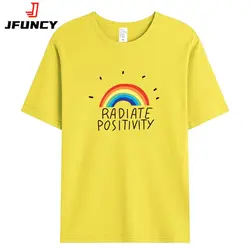 JFUNCY-Camiseta con estampado de mariposa para mujer, camisetas de algodón para mujer, ropa de moda, Tops de manga corta para mujer 2024