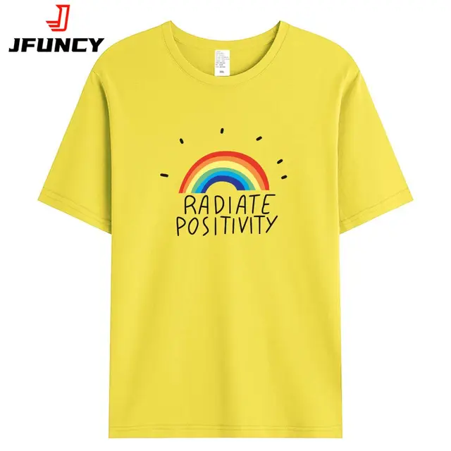 Damskie koszulki T-shirt z tęczowym nadrukiem, damska bawełniana koszulka, moda damska 2025, odzież damska, krótki rękaw, damskie topy