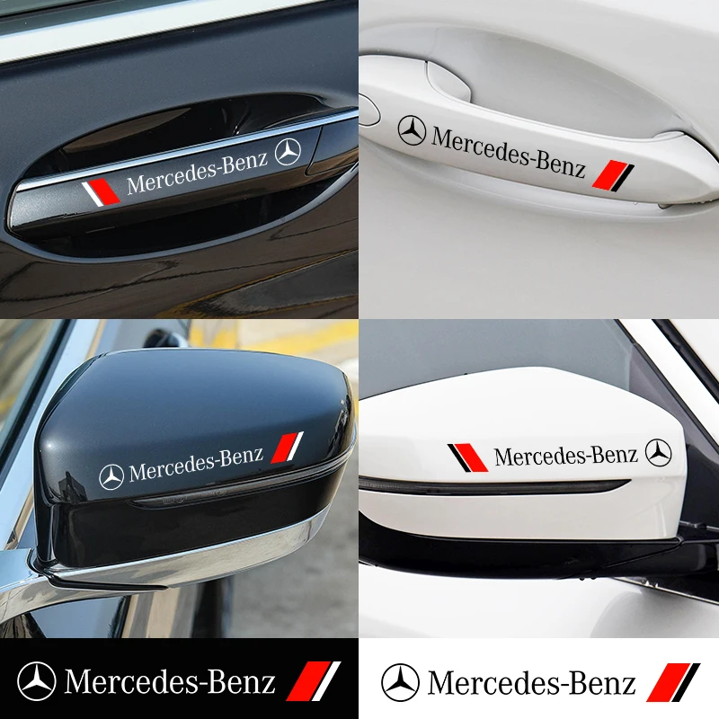 4pcs Car Door Handle Stickers Accessories For Mercedess Benzs AMGs W202 W203 W204 W205 W210 W211 W212 W213 W177 V177 W176 W169