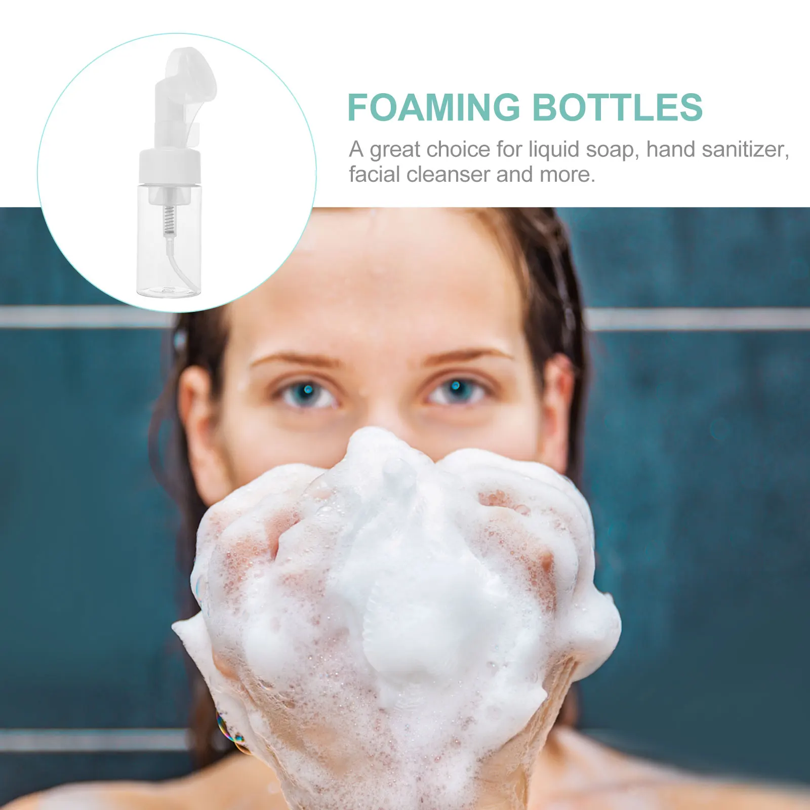 

2pcs Foaming Bottles 100ml Silicone Brush Head Face Cleanser Hand Soap Travel PET Plastic Refillable Mousse Sub Bottles Empty
