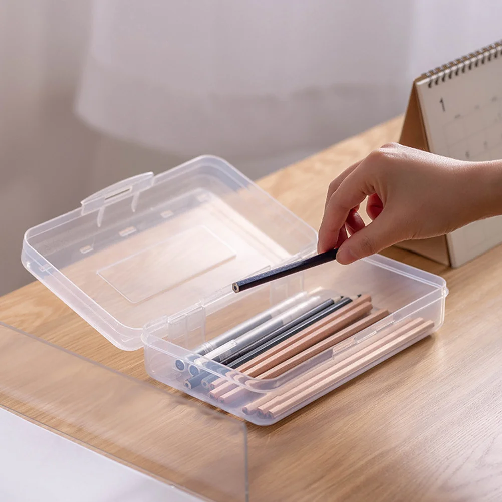 1pc Large Capacity Transparent Plastic Pencil Case Multi-Functional Stationery Box For Students Durable Sturdy Pen Storage