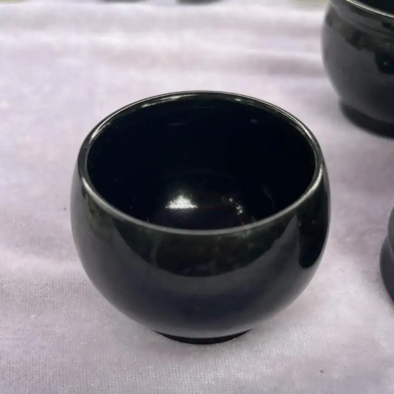 

Natural Green Jade Teacups Chinese Tea Ceremony Health Cup Genuine Healing Gemstone China Nephrite Stone Tea Cups Kung Fu Teaset