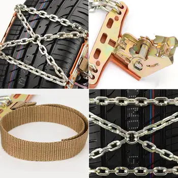겨울 차량 미끄럼 방지 체인 플러스 두꺼운 망간 강철 체인 조정 가능한 자동차 스노우 체인 범용 얼음 진흙 비상 체인