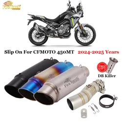Slip On For CFMOTO 450MT 450 MT 2024 2025 Motorcycle Exhaust System 51mm Middle Link Pipe With Muffler Moto Removable DB Killer