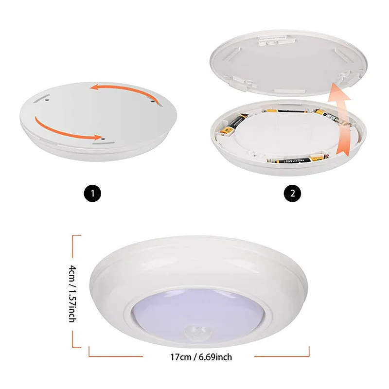Imagem -03 - Sensor de Movimento sem Fio Luz de Teto Detecção Ativado a Pilhas Led Lâmpada Entrada do Armário Escadas Corredor Garagem Porão