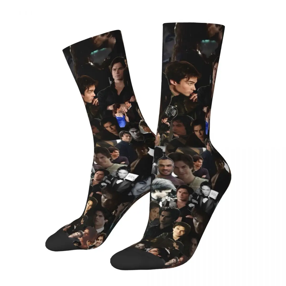 Damon Salvatore The Vampire Diaries Socks Winter Stockings Funny Men High Quality Socks Graphic Climbing Non Slip Socks