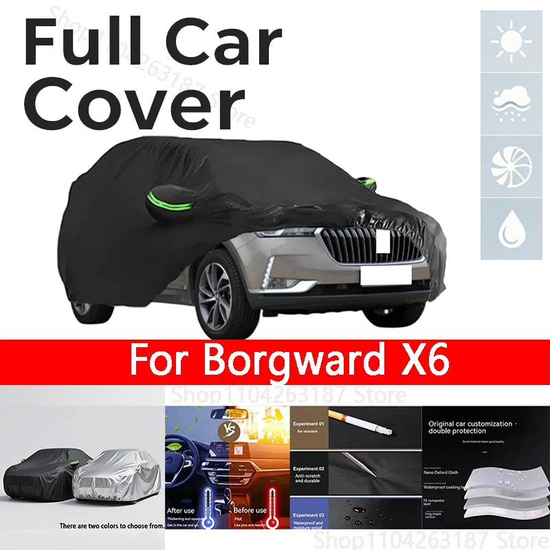 

Full black Car Covers for Borgward X6 Waterproof All-Weather Windproof Dustproof UV-Protected Outdoor Use