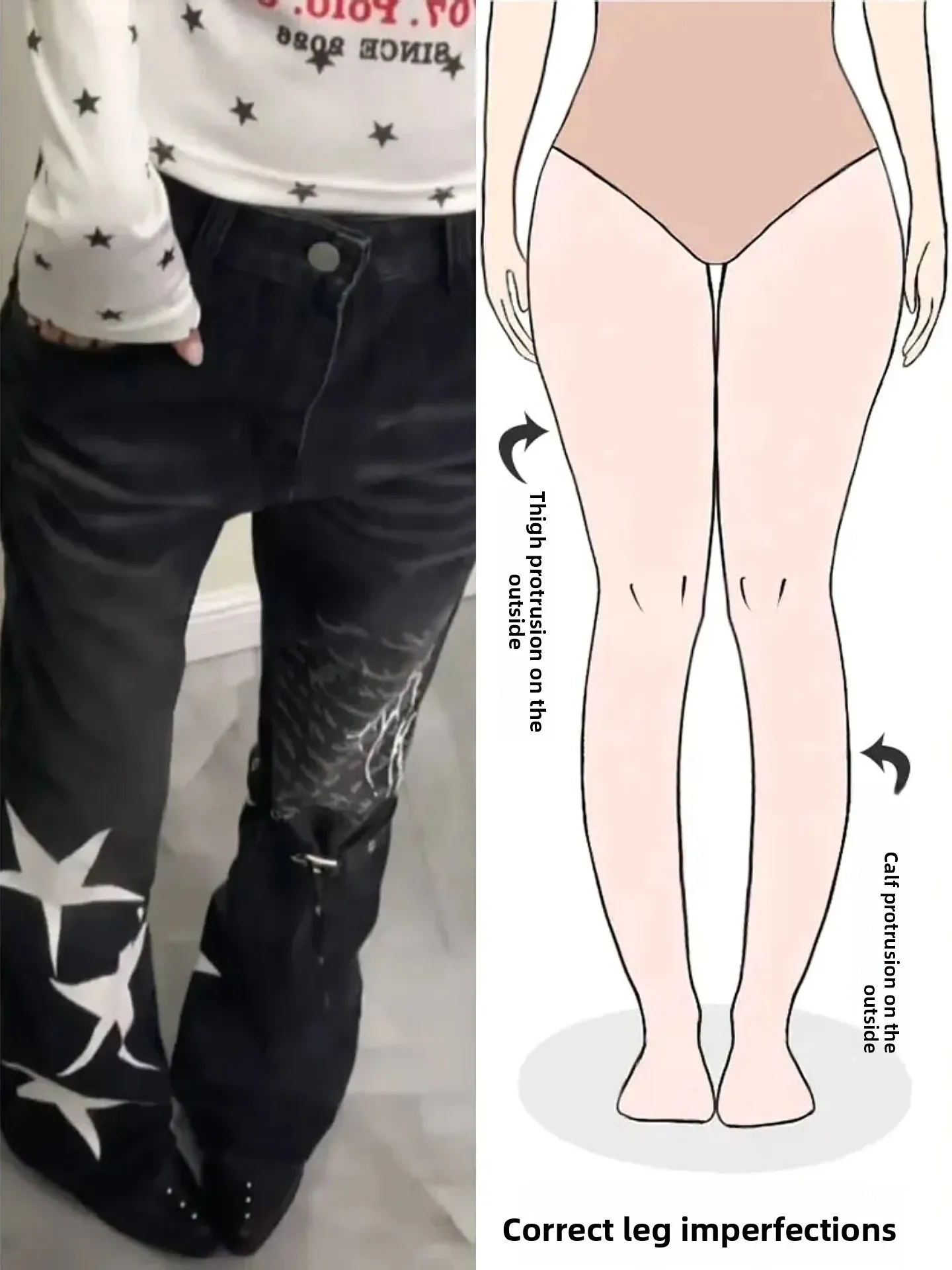 

Ретро-джинсы с американским звездным принтом, широкие, расклешенные, для женщин, весенняя новинка, модные длинные брюки-клеш