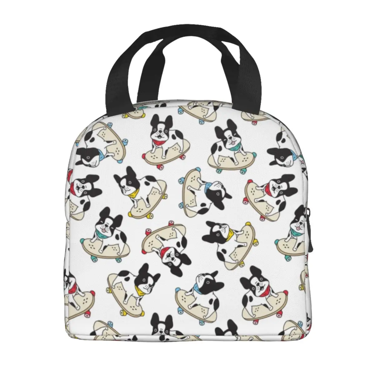 Custom French Bulldog Insulated Lunch Bag for Women Portable Frenchie Dog Lover Cooler Thermal Lunch Box Office Work School