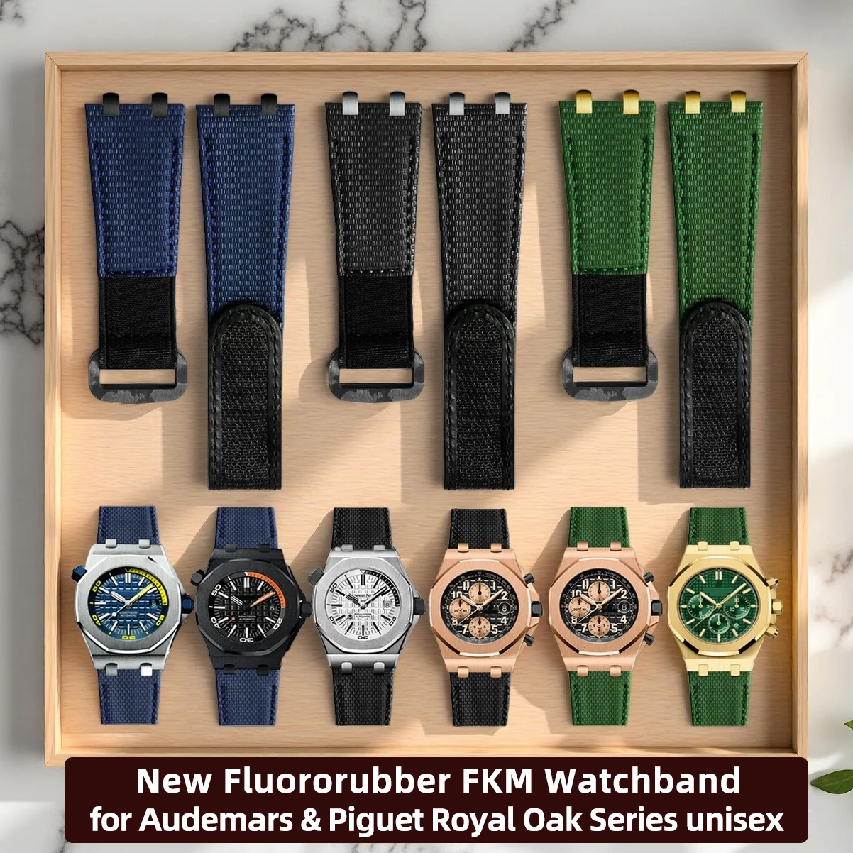 

26mm 28mm New Fluororubber FKM Watchband for Audemars & Piguet Royal Oak 15400 15500 26331 15710 15703 Series unisex strap