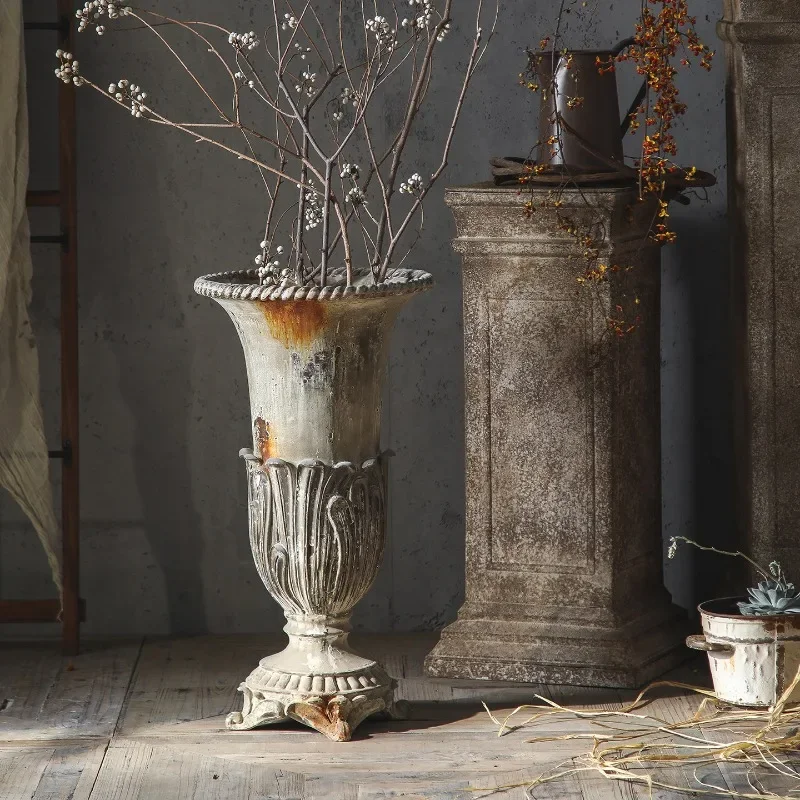 French retro old flower ornaments home decoration ornaments living room entrance creative art flower pot