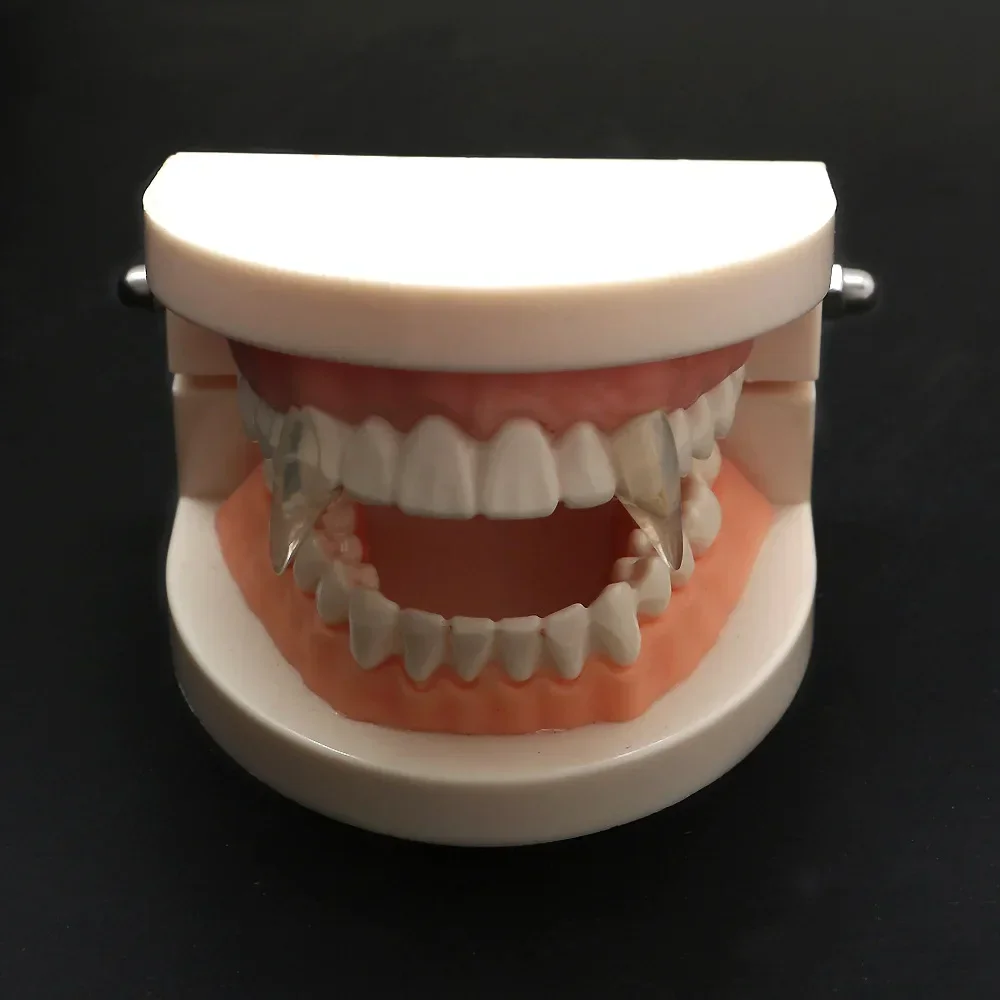 2PCS Dental Clear Resin Horrific Zombie Fangs Dentistry Tools Vampire Dentures Protector Spoofing Toys Halloween Party Costume