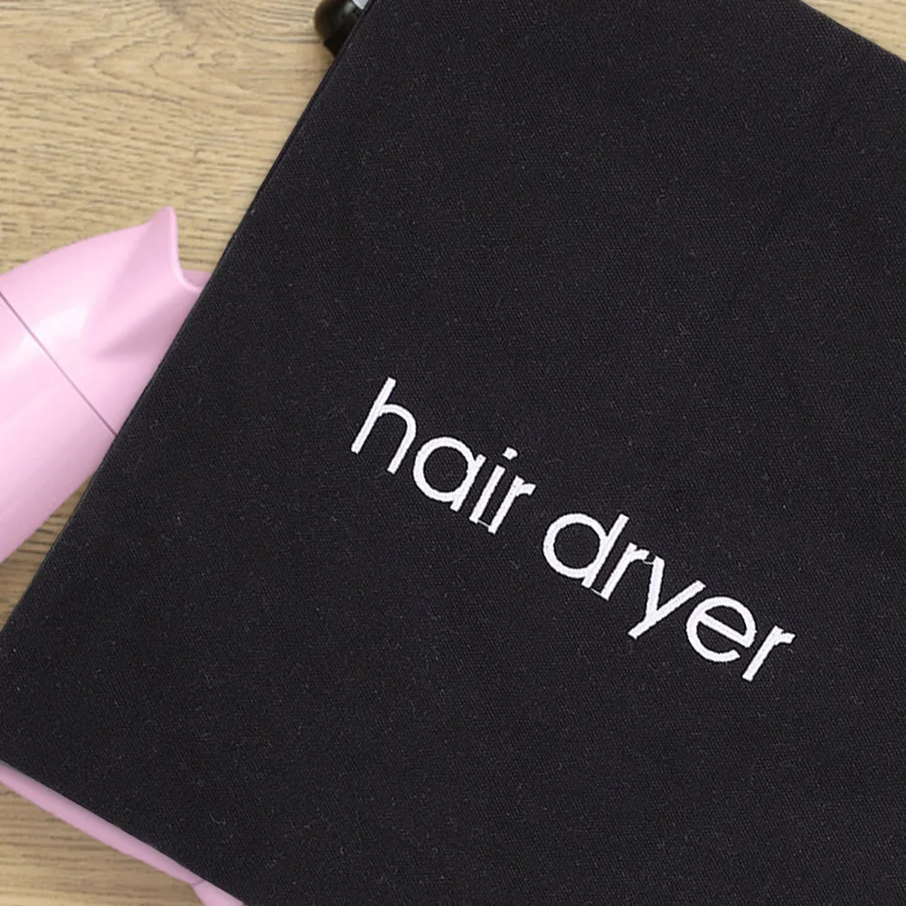 4pcs Canvas Hair Dryer Bag 330x300 Black Drawstring Travel Storage Reusable Durable Hair Dryer Storage Bag Lightweight