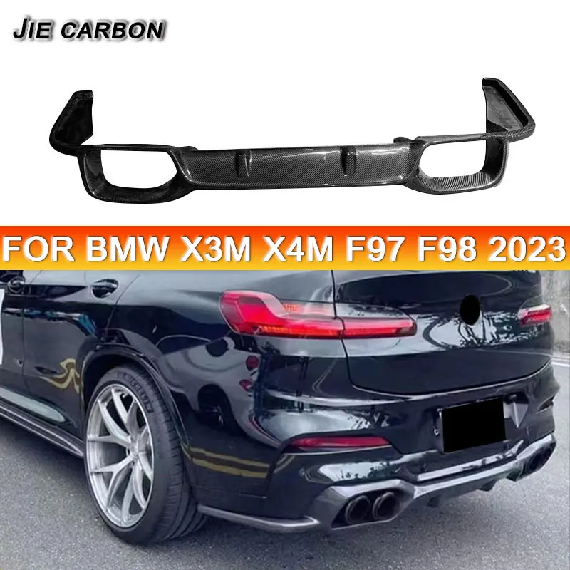 For BMW X3M X4M F97 F98 High Quality Carbon Fiber Car Bumper Rear Diffuser Spoiler Exhaust Cover 2019-2023