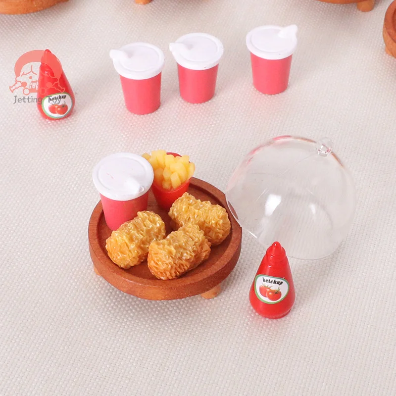 

1 Set Dollhouse Accessories Mini Simulation Cola Chicken Wings Tray Miniatures Food Decor DIY Supplies Model Ornament Toy