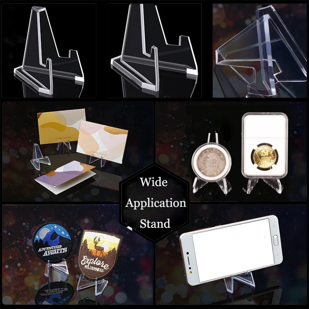 Clear Acrílico Coin Display Stand Titulares Pequeno Cavalete Rack Desafio Comemorativo Moeda Capsule Holder Support