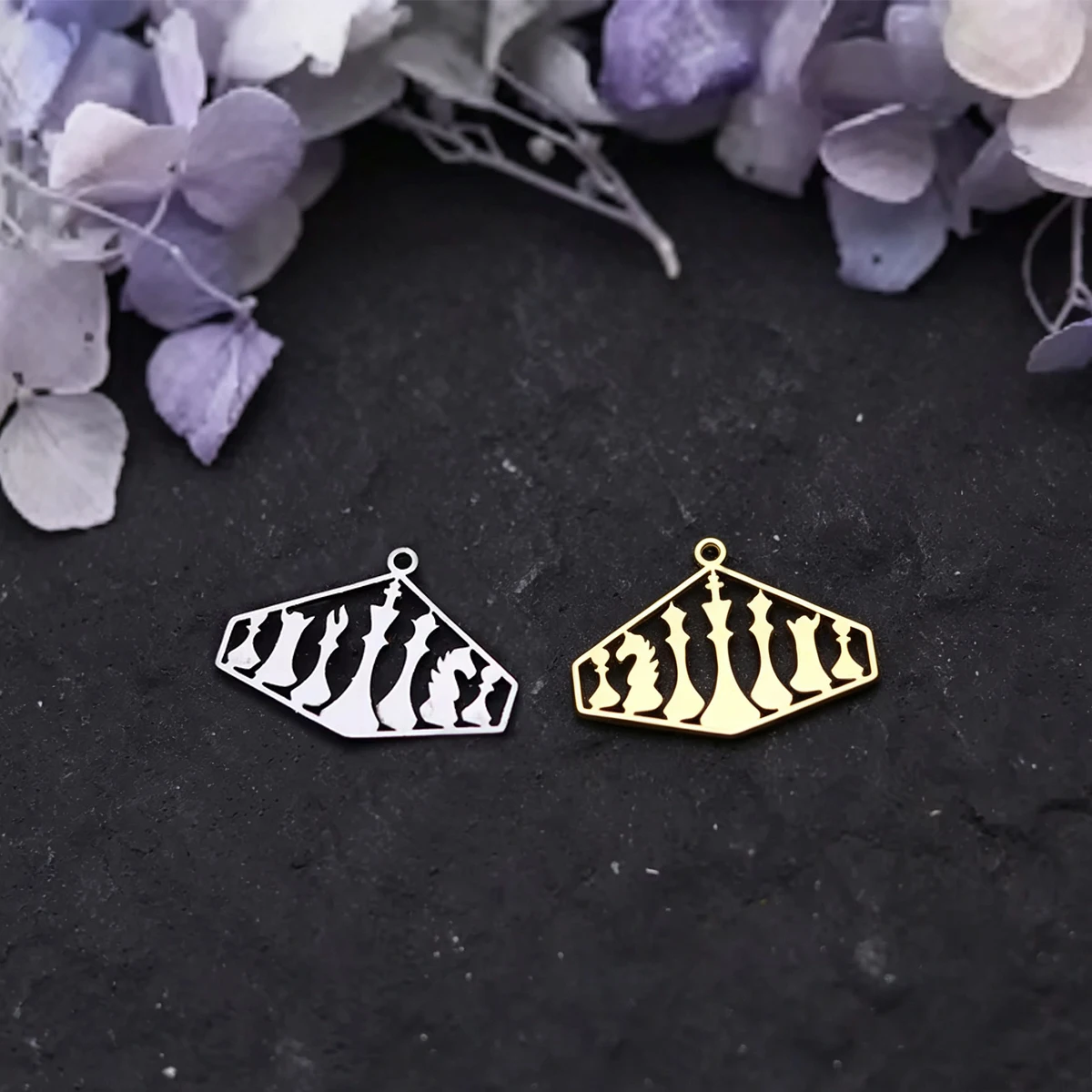 3pcs Chess Game Charms Stainless Steel Geometric Pendant for DIY Jewelry Making Necklace Earrings Craft Findings Wholesale