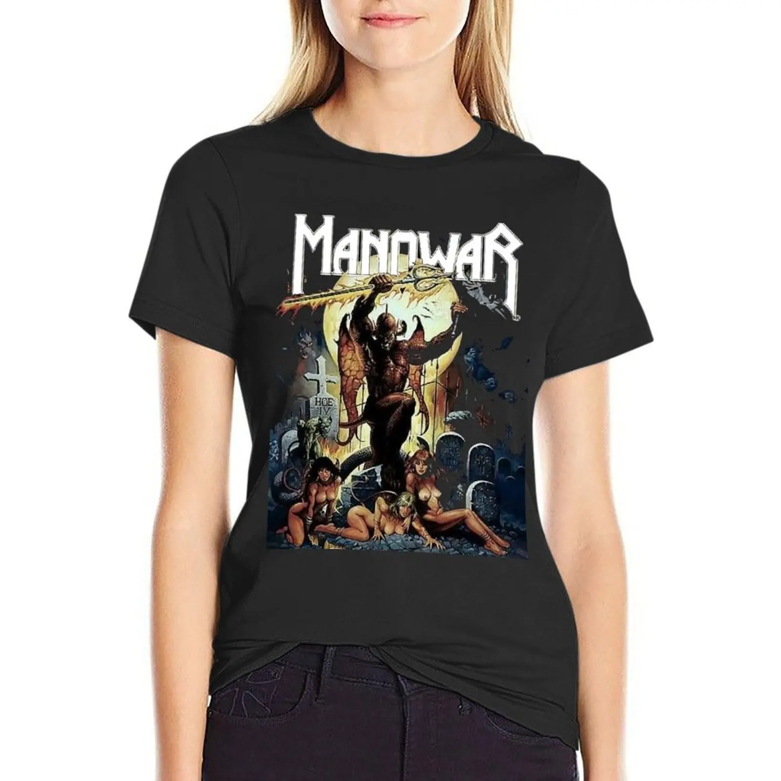 Manowar-animal print t-shirt para meninas, tops verão, best-seller