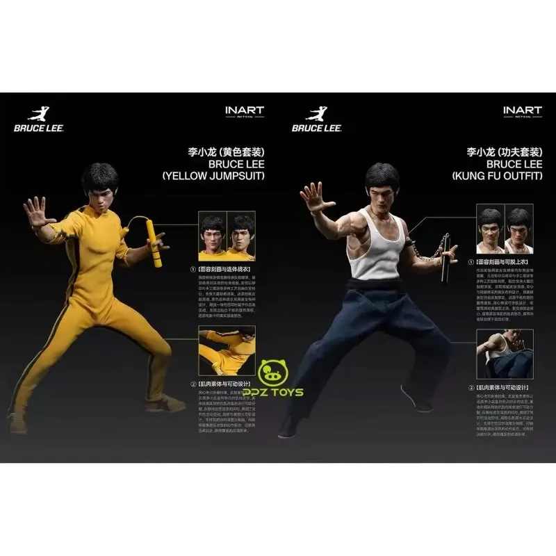 Preventa INART Figura de Bruce Lee en Escala 1/12, Traje Amarillo de Kung-Fu, Altamente Articulada, Modelo Coleccionable, Juguetes, Regalos