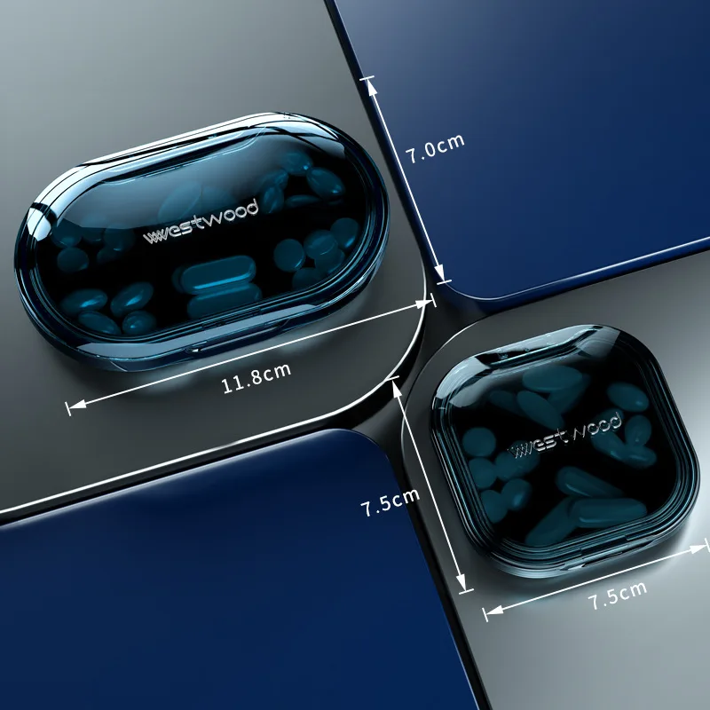 

Портативная коробка для таблеток Премиум-класса, не содержащая бисфенола А, портативная коробка для таблеток, водонепроницаемый органайзер для лекарств для путешествий со съемным отделением