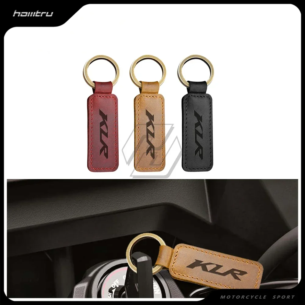 Motorcycle Keychain Real Cowhide Key Ring Case for Kawasaki KLR KLR650 Motorbike