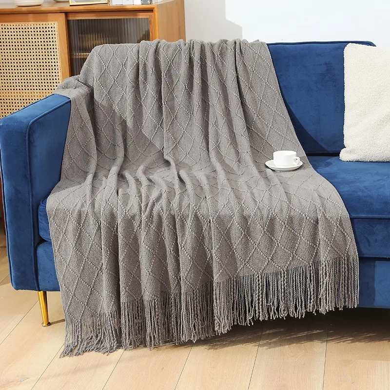 Soft Tassel Blanket Luxury Plush Throw for Sofa Office Nap Autumn Winter Warm
