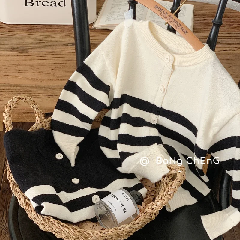 

Kids' overcoat2024Spring Children's Clothing New Striped Cardigan Boys and Girls Cotton Cotton ShirtMY0001-WS