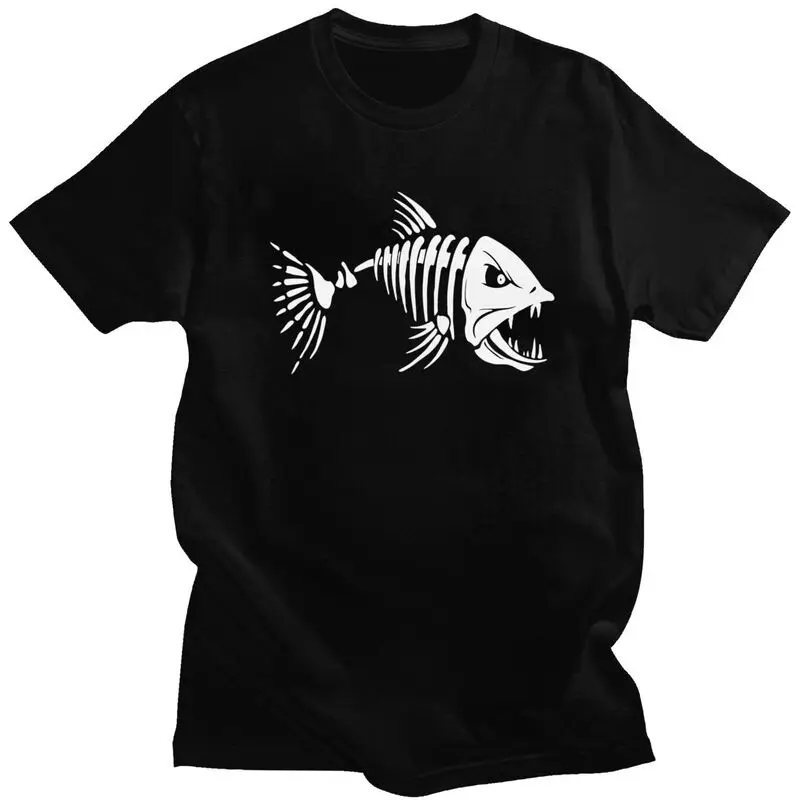 Custom Fish Bone Fishing Skeleton T Shirt for Men Tshirt Tees T-shirt Loose Fit