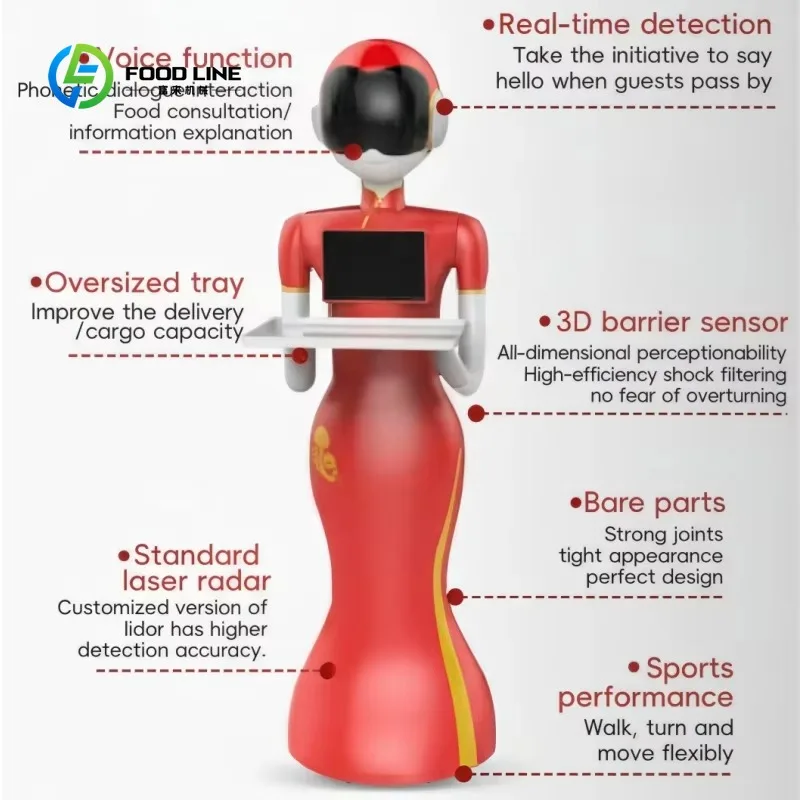 Customized Food Delivery Robot 10.1 Inch Screen Multi-location Serving Voice Interaction 12H Endurance Laser Navigation
